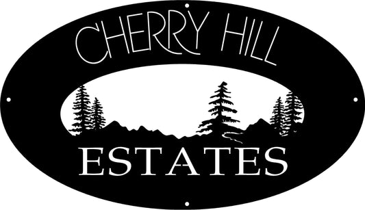 Metal Mountain Evergreen Sign Laser Cut Evergreens Mountain Sign Customized With Your Name Metal House Sign - 8 inches - metal sign