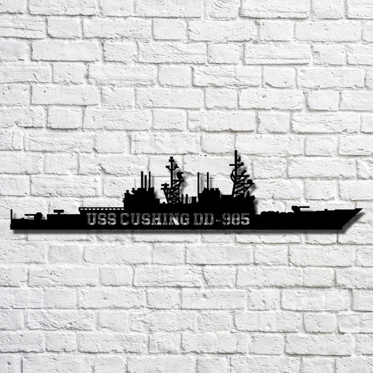 Uss Cushing Dd985 Navy Ship Metal Art, Custom Us Navy Ship Cut Metal Sign, Gift For Navy Veteran, Navy - metal sign