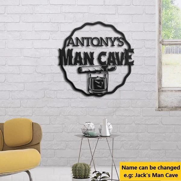 Wine Lovers Man Cave Customized Name Cut Metal Sign