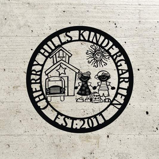 Personalized Kindergarten Sign, Creche Sign, Preschool Sign, Nursery Sign, Daycare Center Laser Cut Metal Signs Custom Gift Ideas - 8 inches - metal sign