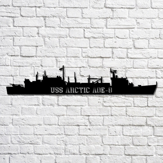 Uss Arctic Aoe8 Navy Ship Metal Art, Custom Us Navy Ship Cut Metal Sign, Gift For Navy Veteran, Navy - metal sign