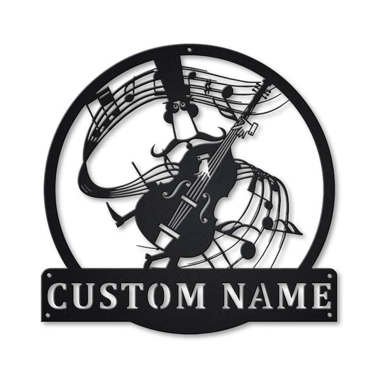Personalized Double Bass Monogram Metal Sign Art, Custom Double Bass Monogram Metal Sign, Double Bass - metal sign
