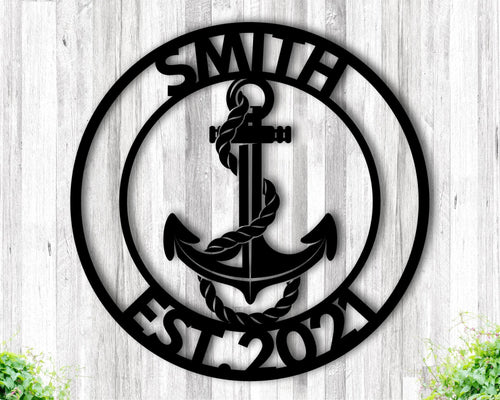 Personalized Metal Anchor Sign Beach House Sign Personalized Anchor Wall Decor Family Name Metal Sign Last Name Sign Front Porch Sign