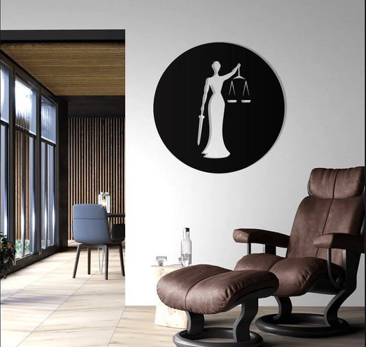 Themis, Justitia, Scales Of Justice, Lady Justice, Lawyer Gift, Law Office Wall Art, Lawyer, Metal Wall - metal sign