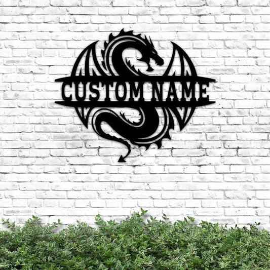 Dragon Personalized Metal Sign Dragon Metal Sign Art Custom Dragon Cut Metal Wall Hanging Funny Dragon Lovers Hobbie Gift - 8 inches - metal sign