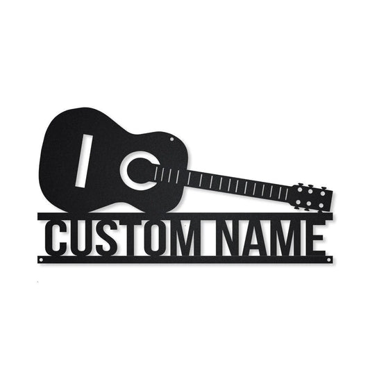 Personalized Guitar Acoustic Metal Sign Art, Guitar Acoustic Metal Wall Art, Bedroom Decor, Custom Guitar - metal sign