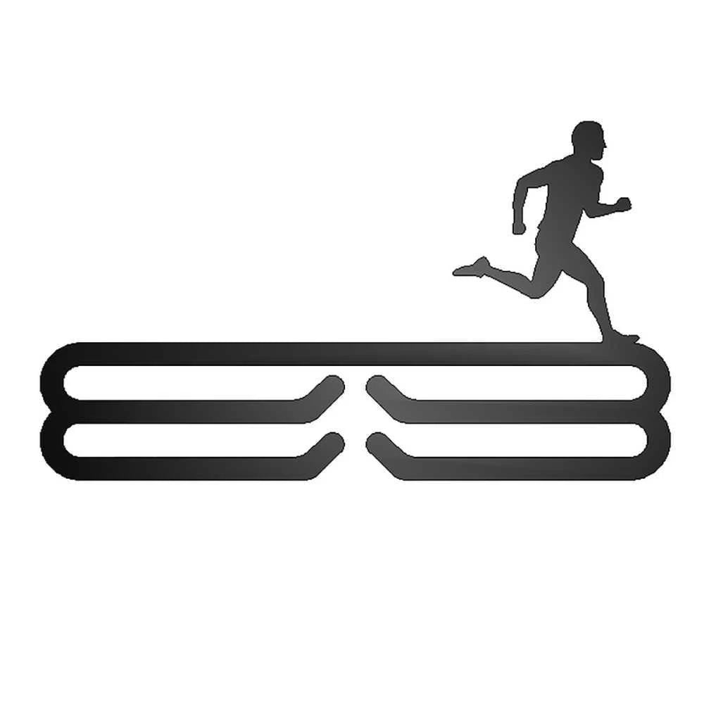Male Runner Silhouette Medal Rack Metal Wall Mount Ribbon Display