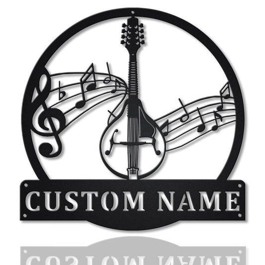 Personalized Mandolin Monogram Metal Sign Art, Custom Mandolin Metal Sign, Mandolin Gifts For Gift - metal sign