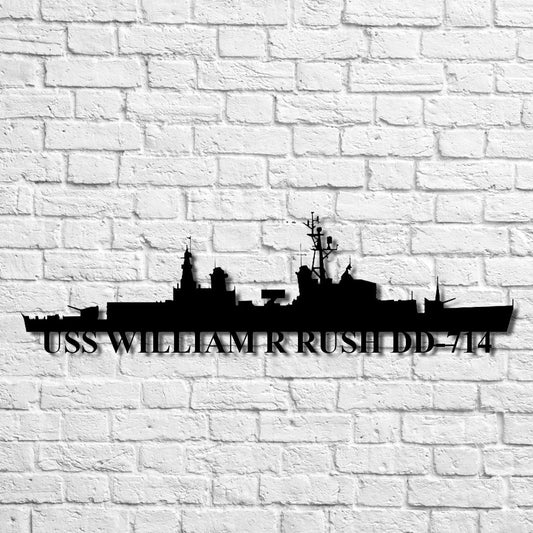 Uss William R Rush Dd714 Navy Ship Metal Art, Custom Us Navy Ship Cut Metal Sign, Gift For Navy Veteran, Navy Ships Silhouette Metal Art, Navy Home Decor Laser Cut Metal Signs Custom Gift Ideas