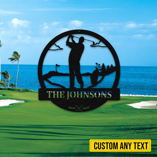 Custom Golf Player Metal Art Monogram, Steel Wall Hanging Laser Cut Metal Signs Custom Gift Ideas - 8 inches - metal sign