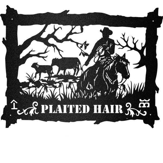 Horse And Cowboy Rider Customized Nameplate Decor Cut Metal Sign Metal House Sign - 8 inches - metal sign