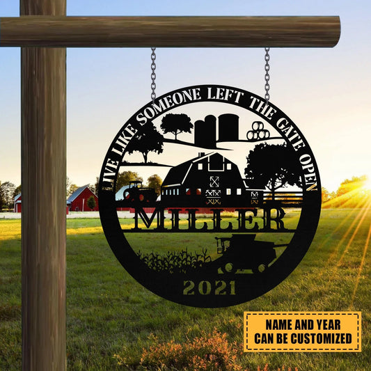 Personalized Metal Farm Sign Grain Bin Tractor Monogram, Metal Laser Cut Metal Signs Custom Gift Ideas - 8 inches - metal sign