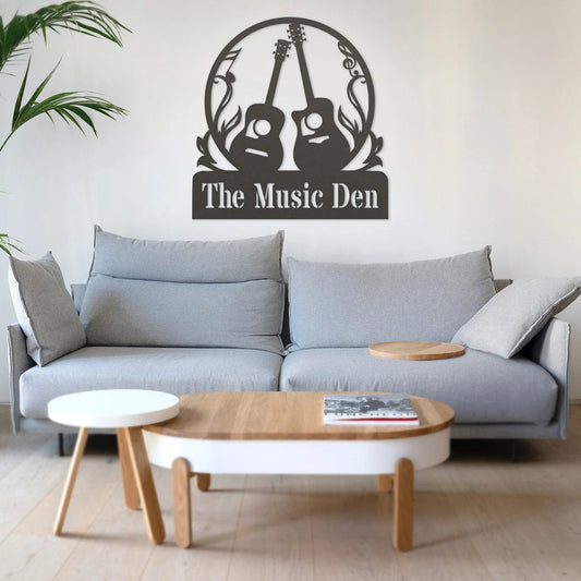 Custom Guitar Monogram, Metal Decor, Musician Gifts, Classic Guitar Lovers, Custom Guitar Decoration - metal sign
