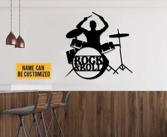 Personalized Rock N Roll Metal Wall Art, Signs For Band, Music Room Decor, Custom Name, Music Lover, Rock - metal sign