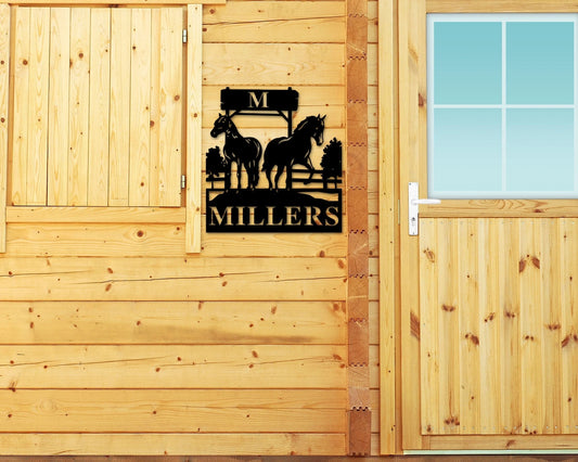 Horse Last Name Sign, Last Name Metal Sign, Horse Lover Gift, Horse Wall Decor, Horse Metal Sign, Metal - metal sign