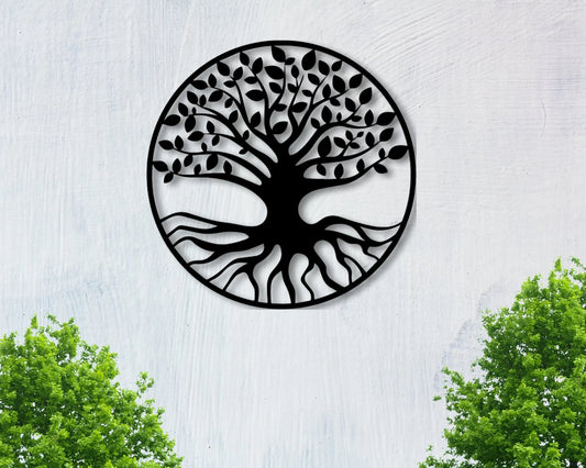 Tree Of Life Metal Sign Outdoor Tree Peace Love Tree Sign Harmony Sign Yggdrasil Norse Wall Decor Gift Housewarming - 8 inches - metal sign