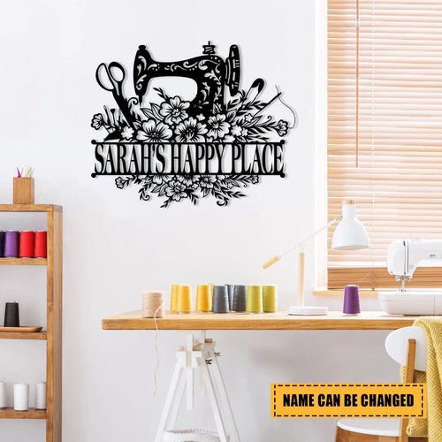 Personalized Sewing Machine Metal Sign, Seamstress, Tailor Room Metal Art Gift For Her, Metal Laser Cut Metal Signs Custom Gift Ideas