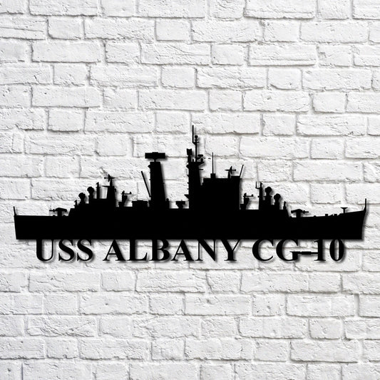 Uss Albany Cg10 Navy Ship Metal Art, Custom Us Navy Ship Cut Metal Sign, Gift For Navy Veteran, Navy - metal sign