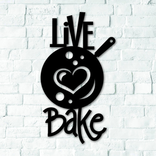 Live Love Bake Kitchen Wall Decor Kitchen Metal Sign - 8 inches - metal sign