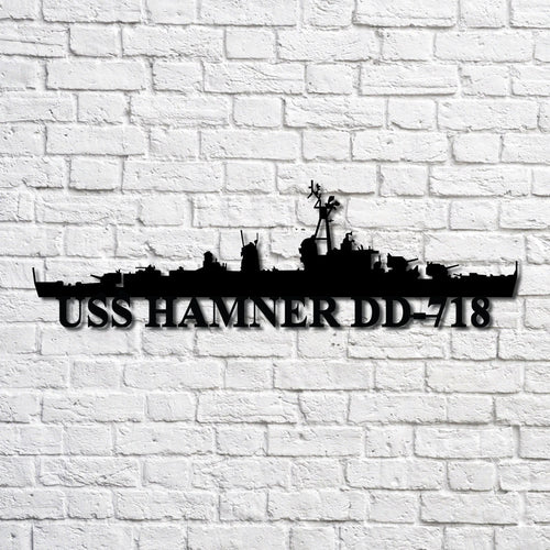 Uss Hamner Dd718 Navy Ship Metal Art, Custom Us Navy Ship Cut Metal Sign, Gift For Navy Veteran, Navy Ships Silhouette Metal Art, Navy Home Decor Laser Cut Metal Signs Custom Gift Ideas