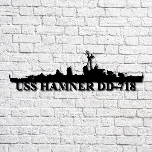 Uss Hamner Dd718 Navy Ship Metal Art, Custom Us Navy Ship Cut Metal Sign, Gift For Navy Veteran, Navy - metal sign