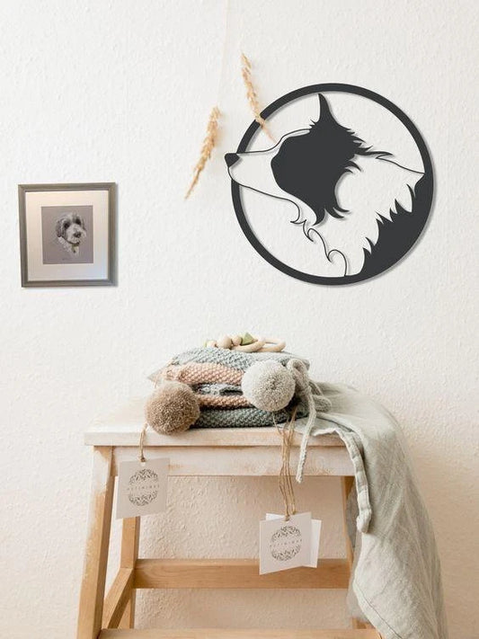 Cute Border Collie for Dog Lovers Decor Wall Art Cut Metal Sign Laser Cut Metal Signs Custom Gift Ideas - 8 inches - metal sign