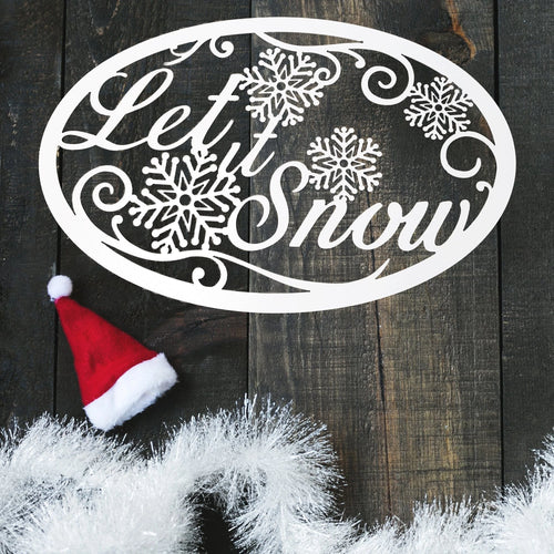 Let It Snow Winter Season Metal Sign Holiday Wall Decor Christmas Decoration White Winter Wall Hanging