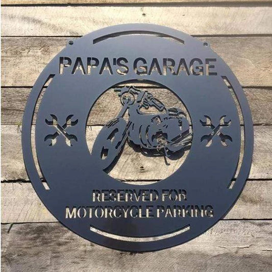 Personalized Garage Motorcycle Sign Cut Metal Sign Metal House Sign - 8 inches - metal sign