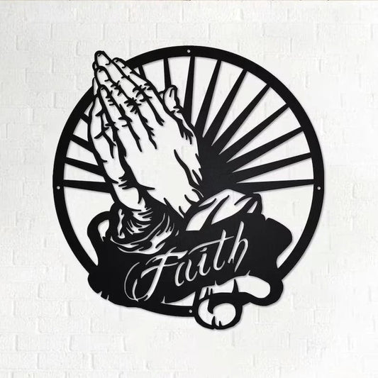 Jesus Pray and Faith Cut Metal Sign Laser Cut Metal Signs Custom Gift Ideas - 8 inches - metal sign