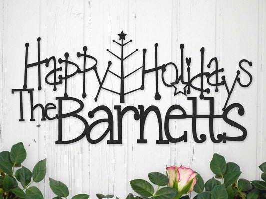 Custom Metal Sign Christmas Sign Last Name Sign Christmas Decor Outdoor Sign Laser Cut Steel - 8 inches - metal sign