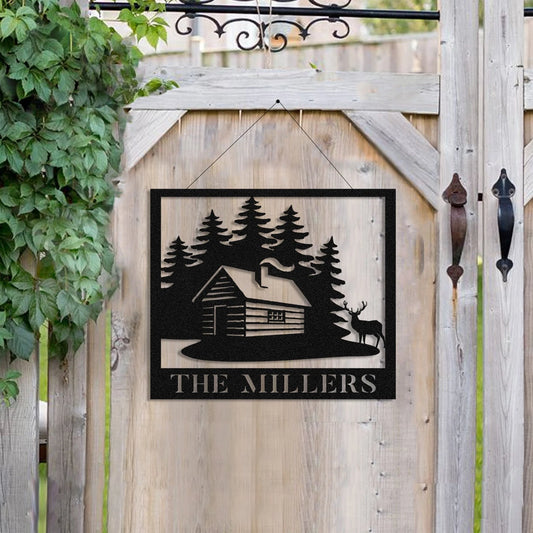 Personalized Family Name Deer Hunting Hunter Metal Sign Monogram, Custom Outdoor Farm, Cabin, Lodge - metal sign