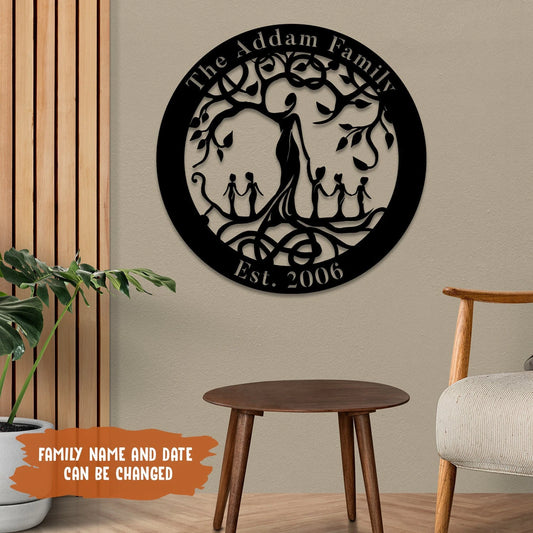 Custom Name Tree Of Life Metal Art, Steel Plaque, Mother's Day Gift Laser Cut Metal Signs Custom Gift - metal sign