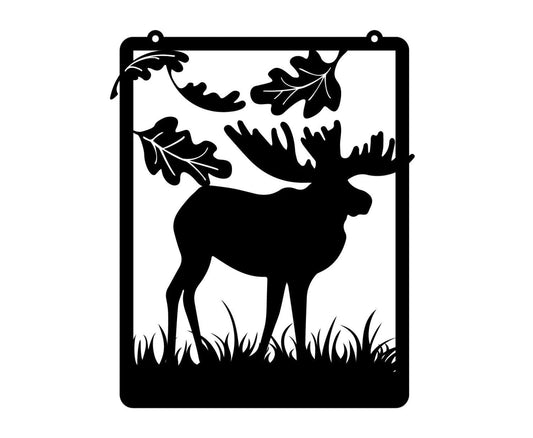 Moose Garden Hanging Black Metal Sign Fall Decor Yard Sign Outdoor Art Garden Decor - 8 inches - metal sign