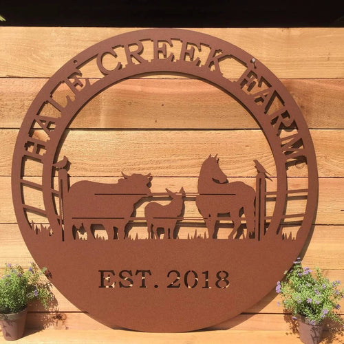 Bird Horse Cow Donkey Ranch Sign Cut Metal Sign Metal House Sign