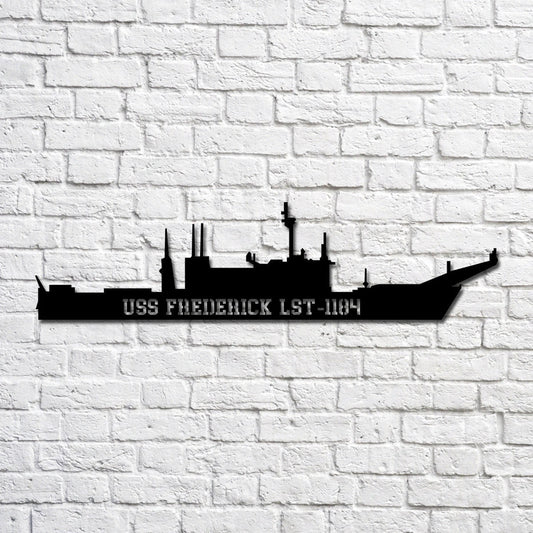 Uss Frederick Lst1184 Navy Ship Metal Art, Custom Us Navy Ship Cut Metal Sign, Gift For Navy Veteran - metal sign