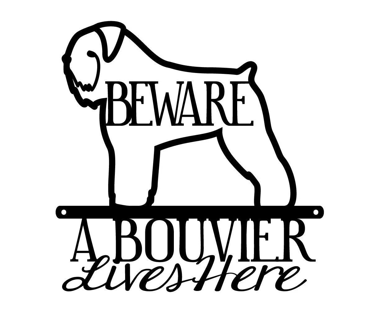 Bouvier Lives Here Metal Sign Black Natural Ears Bouvier Dog Sign Dog Breed Outdoor Sign Door Sign