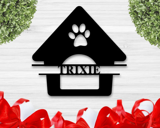 Pet Name Sign Personalized Name Sign Dog Name Sign Pet Metal Sign Dog House Sign Puppy House Gift Doghouse Sign Dog Paw Sign - 8 inches - metal sign