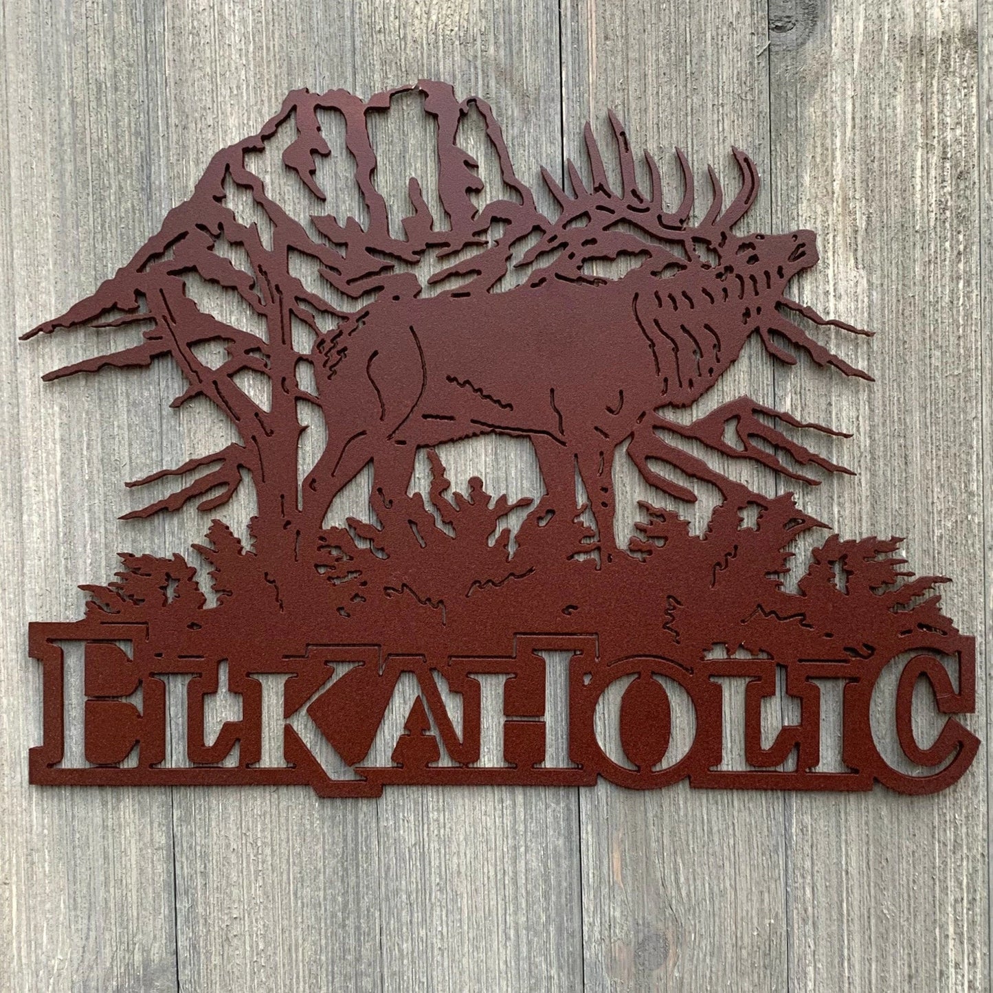 Elkaholic Metal Sign Cutout Cut Metal Sign Wall Metal Art