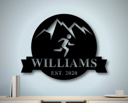 Personalized Metal Runner Sign, Family Name Metal Sign,metal Triathlete Sign, Custom Last Name Sign - metal sign