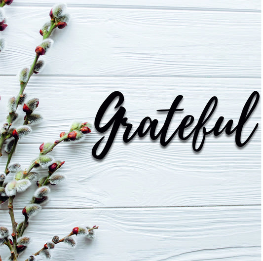 Grateful Cursive - 8 inches - metal sign