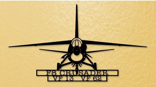 F8 Crusader Gear Up Military Fighter Aircraft Metal Sign Cut Metal Sign Wall Decor - 8 inches - metal sign