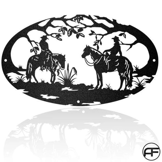 Couple Horse Art Personalized Horse Metal Sign, Horseshoe Art, Western Decor, Initial Metal Sign - metal sign