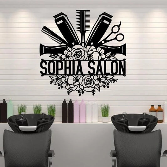 Personalized Hair Salon Barbershop Cut Metal Sign - 8 inches - metal sign