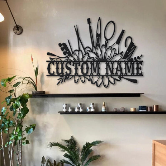 Custom Nail Salon Name Monogram Personalized Metal House Sign - 8 inches - metal sign