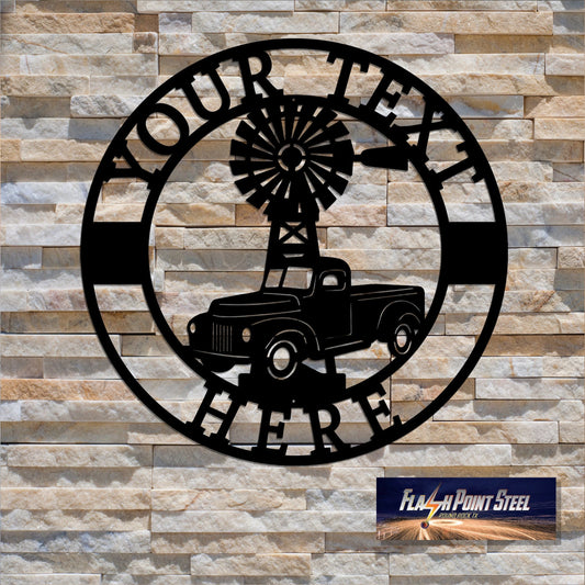 Personalized Farm Truck Windmill Sign, Ranch Sign, Farm Sign, Steel Art, Farmhouse Decor,welcome Sign - metal sign