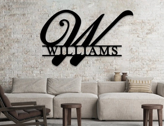 Custom Metal Name Sign, Personalized Metal Sign, Last Name Sign, Family Name Sign, Metal Wall Art, Split - wedding detail