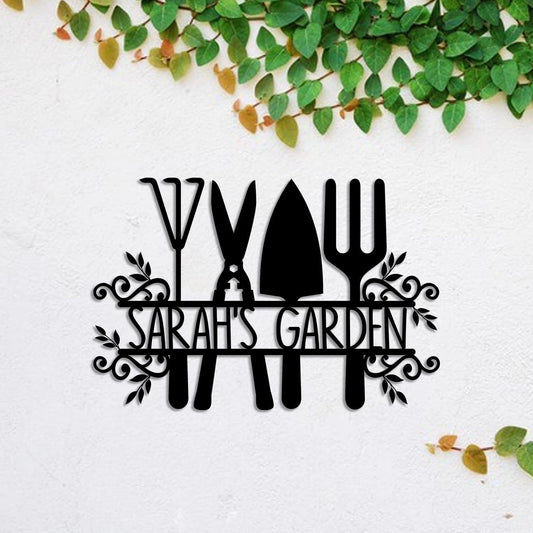 Personalized Metal Garden Sign, Wedding, Anniversary Art Gift For Her, Gardening Lovers, Metal Laser Cut Metal Signs Custom Gift Ideas - 8 inches - metal sign
