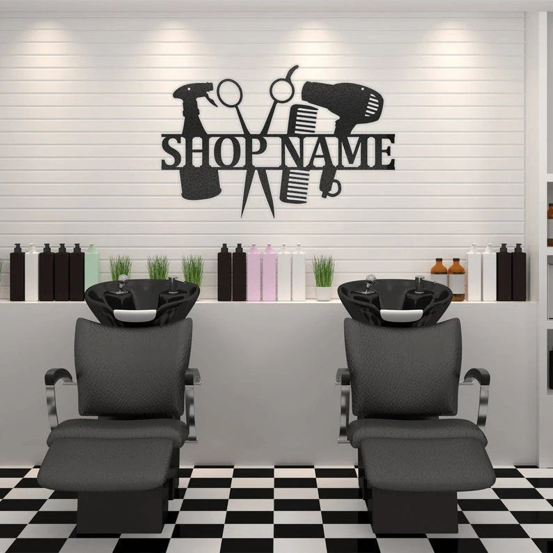 Personalized Beauty Shop Decor Hair Stylist Gift Cosmetologist Name Sign Hairstylist Business Name Sign Gift For Hair Dresser