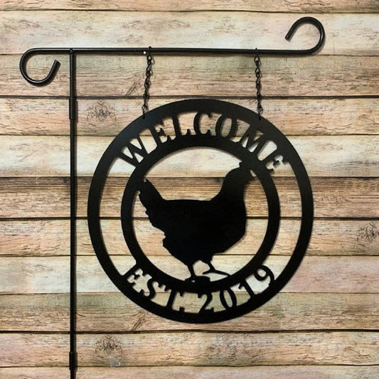 Personalized Farm Sign Chicken Design, Rustic Farm Decor, Chicken Farmer Custom Family, Established Date - metal sign