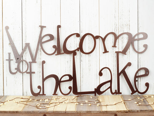 Welcome To The Lake Sign Lake House Decor Cabin Decor Outdoor Sign Wall Decor Laser Cut Metal Copper Vein Shown